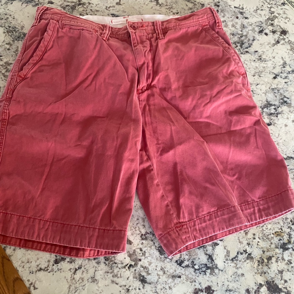 Polo by Ralph Lauren Coral Red Flat-Front Cotton Shorts